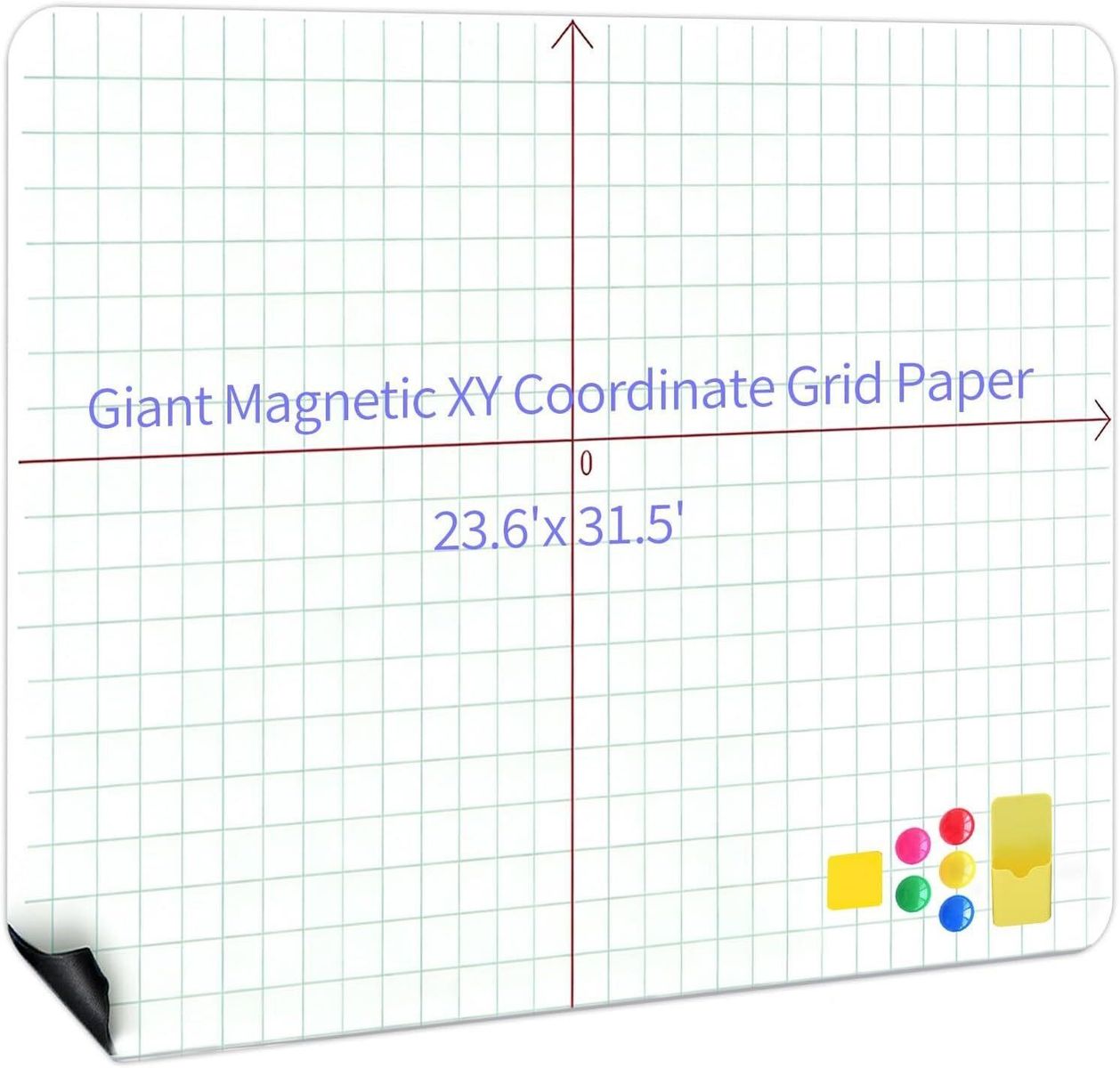 Giant Magnetic Dry Erase Grid Paper 23.6x31.5 Coordinate, Graphing Chart for Whiteboards,