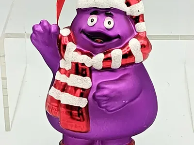 2012 McDonalds/MCD Grimace Blown Glass Christmas Tree Ornament AH1024~w/ BOX