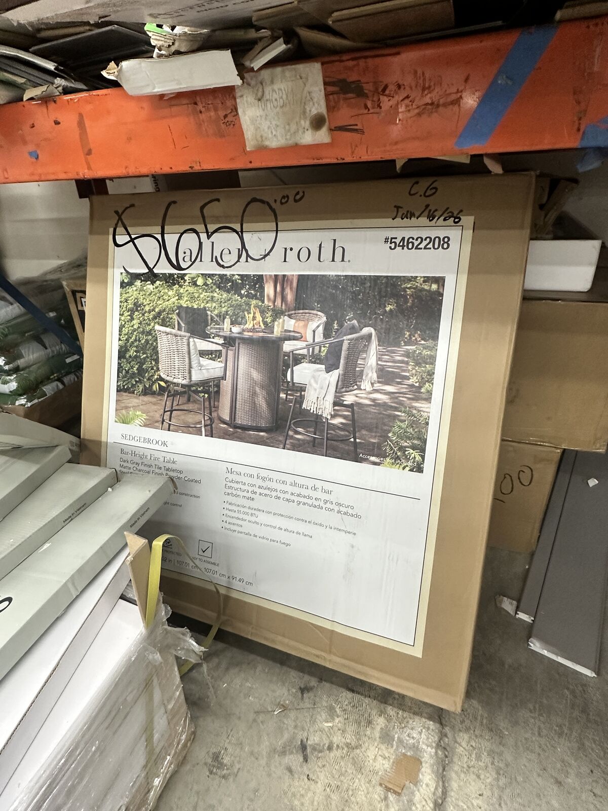 allen + roth Sedgebrook 5-Piece Patio High Dining Set - Charcoal/Cream