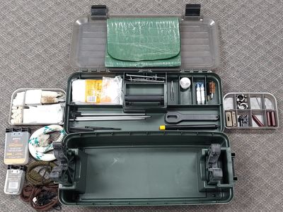 MTM Shooting Range Box with misc. cleaning supplies