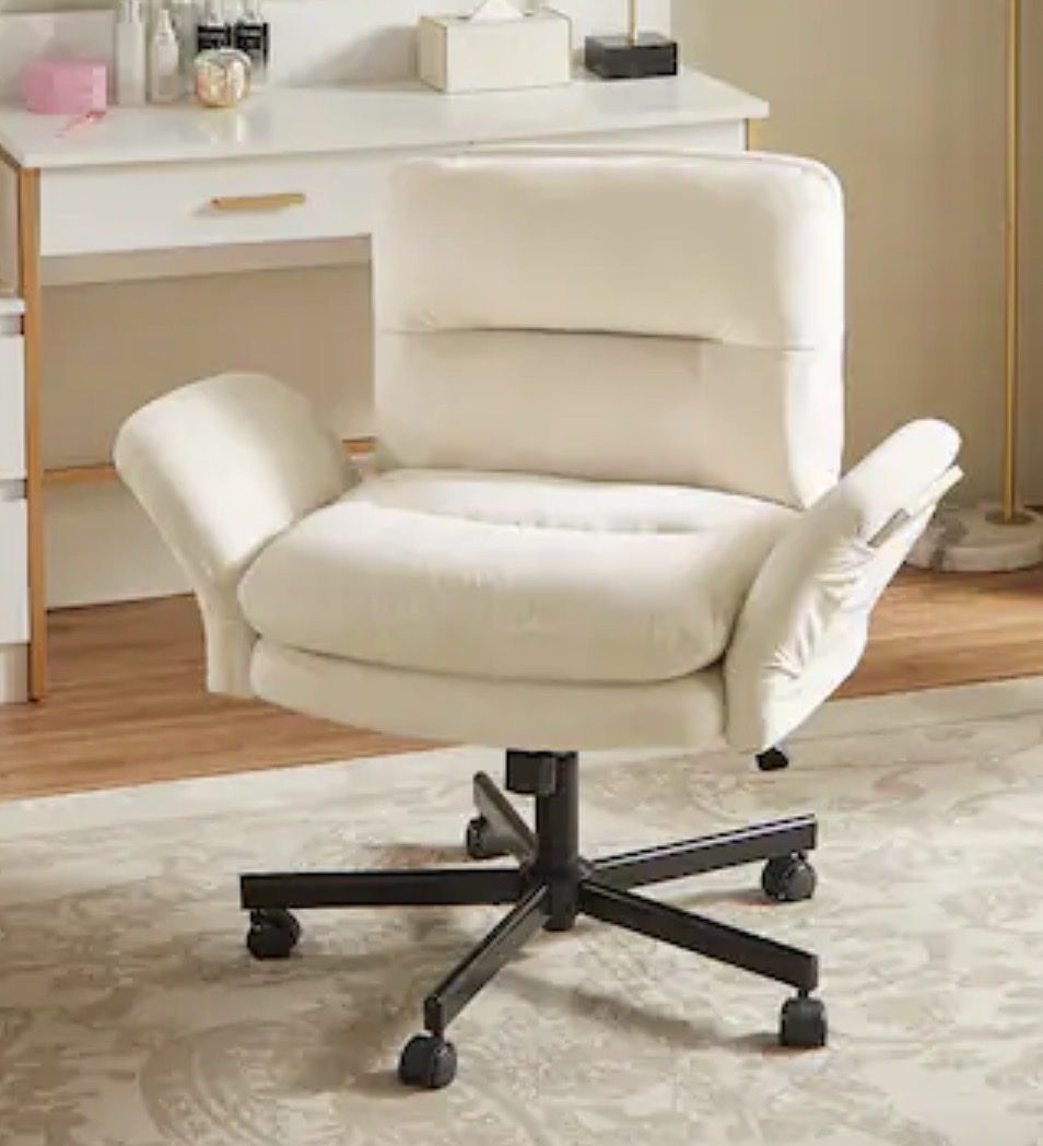 NEW Bestier - Ergonomic Cross-Legged Office Chair with Flip-Up Arms, Swivel Wheels