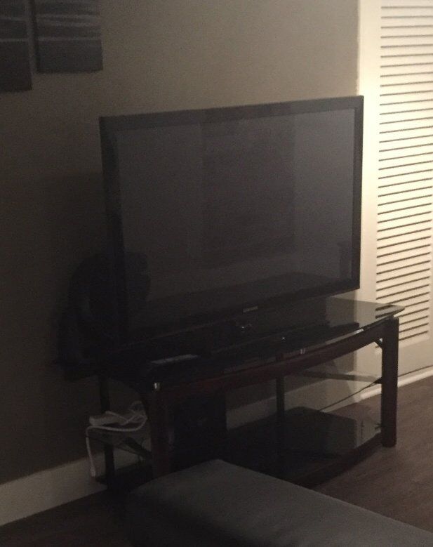 TV stand with glass shelves