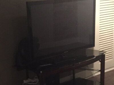 TV stand with glass shelves