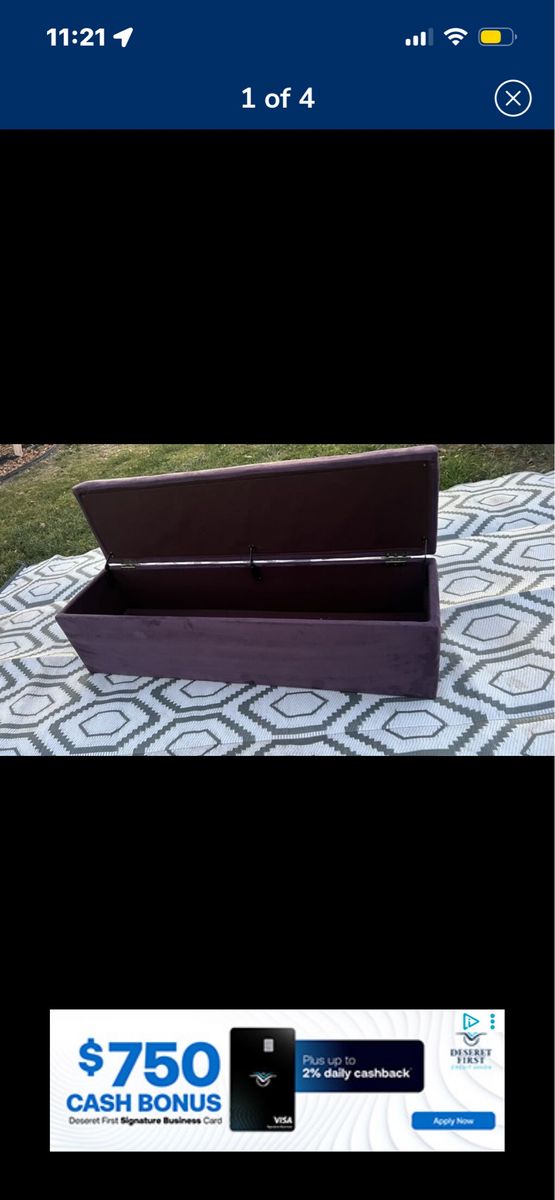Purple Velvet Storage Ottoman/Bench - Accent Furniture for Living Room/Bedroom