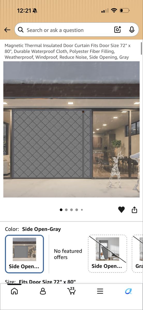 Magnetic Thermal Insulated Door Curtain 72"x80" Gray - Waterproof, Windproof, Noise Reducing