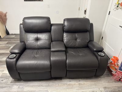 Leather Reclining Loveseat with Cupholders