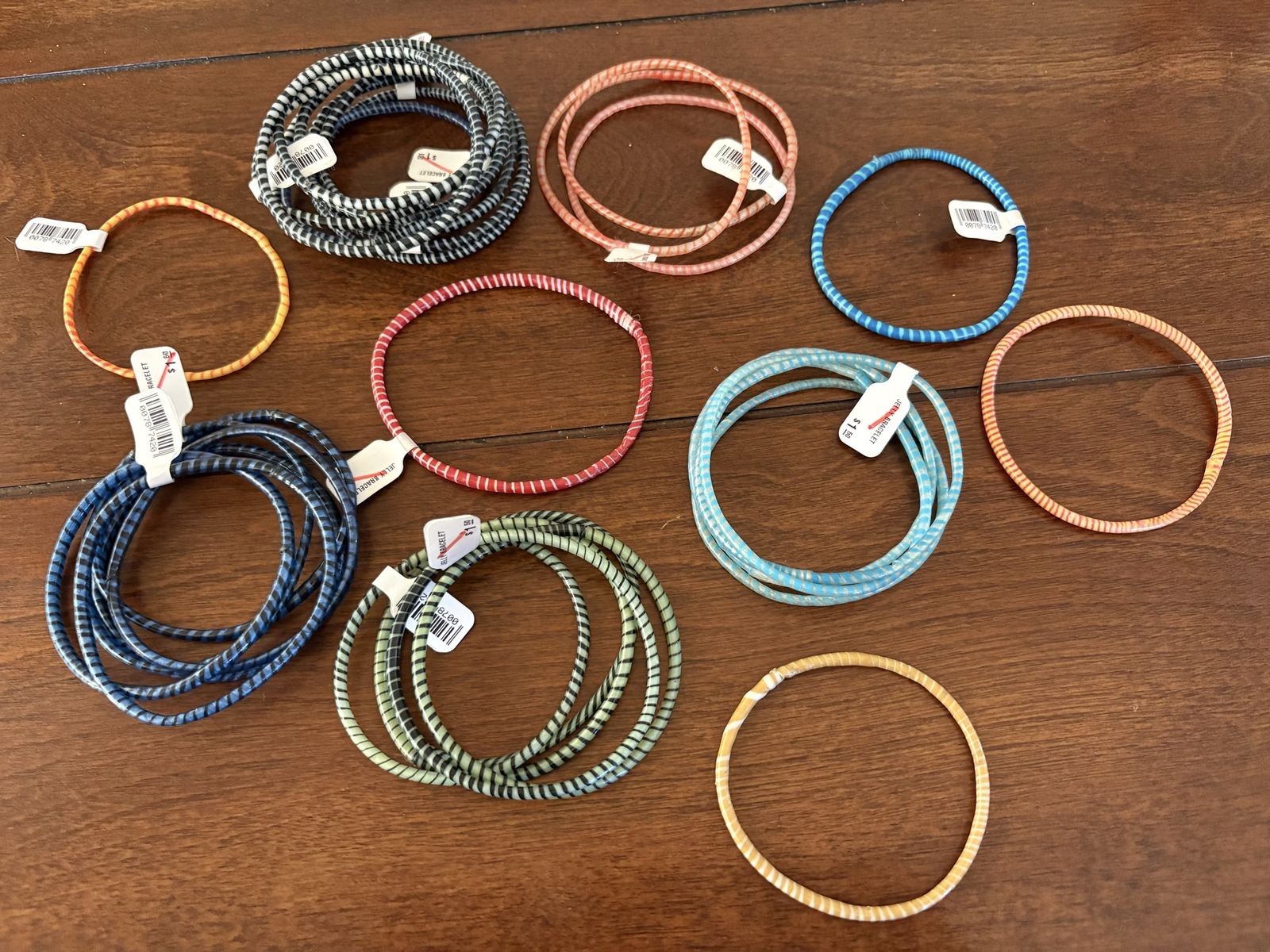 32 New Striped Jelly Bracelets (10 Colors)