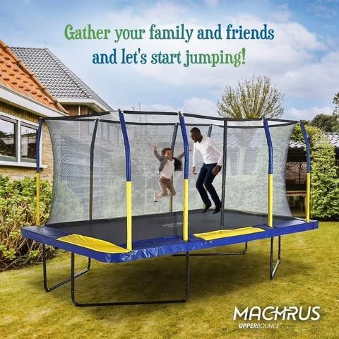 Machrus Upper Bounce 9' X 15' Gymnastics Style, Rectangular Trampoline Set with Premium Top-Ring