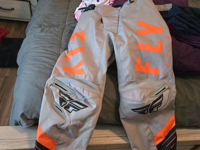 Fly Racing F-16 Motocross Pants - Men's Size 28 Short Grey/Orange