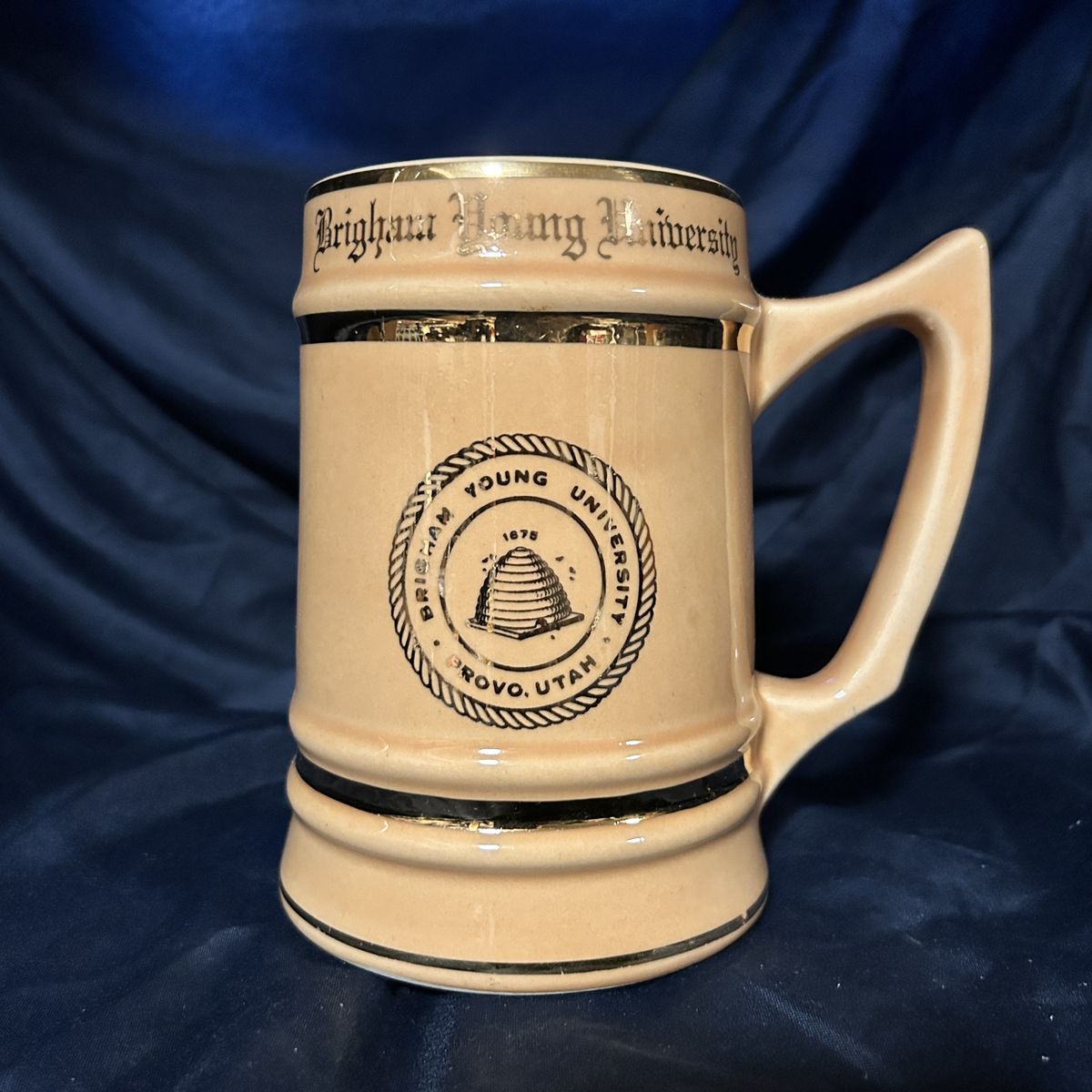 Brigham Young University BYU Stein/ Mug in Vintage Gold with Gold Gilding