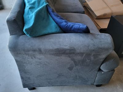 Comfortable Gray Fabric Couch with Decorative Pillows
