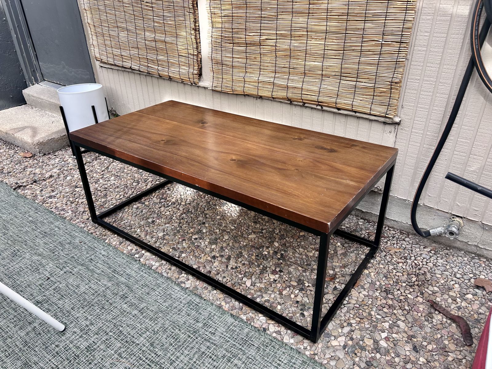Coffee table (walnut) w/ metal base