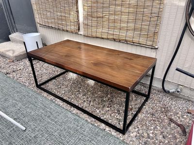 Coffee table (walnut) w/ metal base
