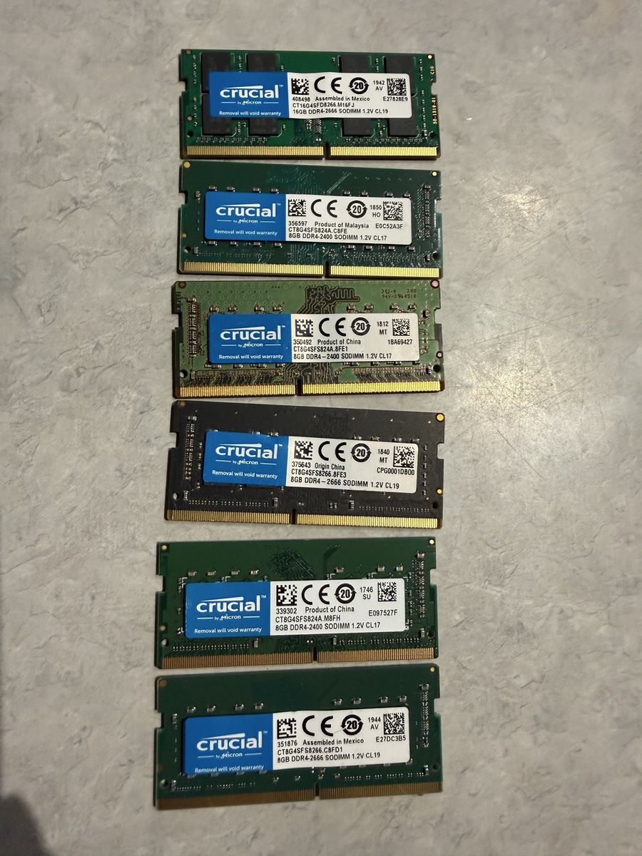 Crucial & Kingston 16GB 8GB DDR4 SODIMM RAM Memory Modules (Mixed Speeds)