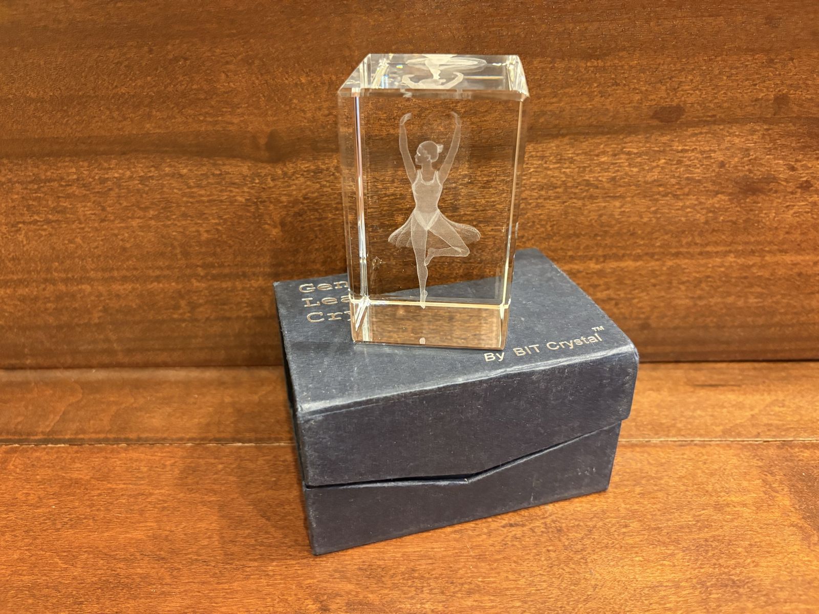 New Lead Crystal Rectangle w/ Ballerina Inside 