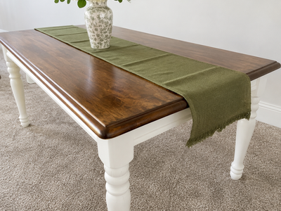 Refinished Beautiful Two-Tone Dining Table - Dark Walnut & Swiss Coffee