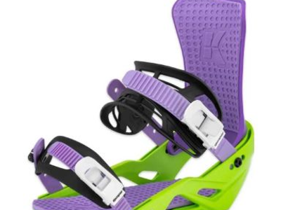 Kemper Freestyle Snow Board Bindings M/L Eggplant Purple/Lime Green