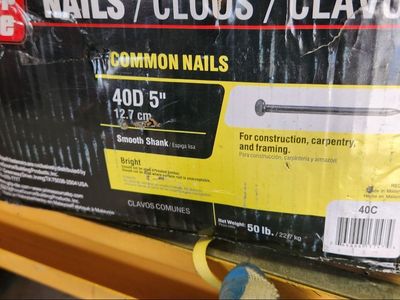 50lbs Box GripRite Construction 40C Common 5" Nail Bright Smooth Shank