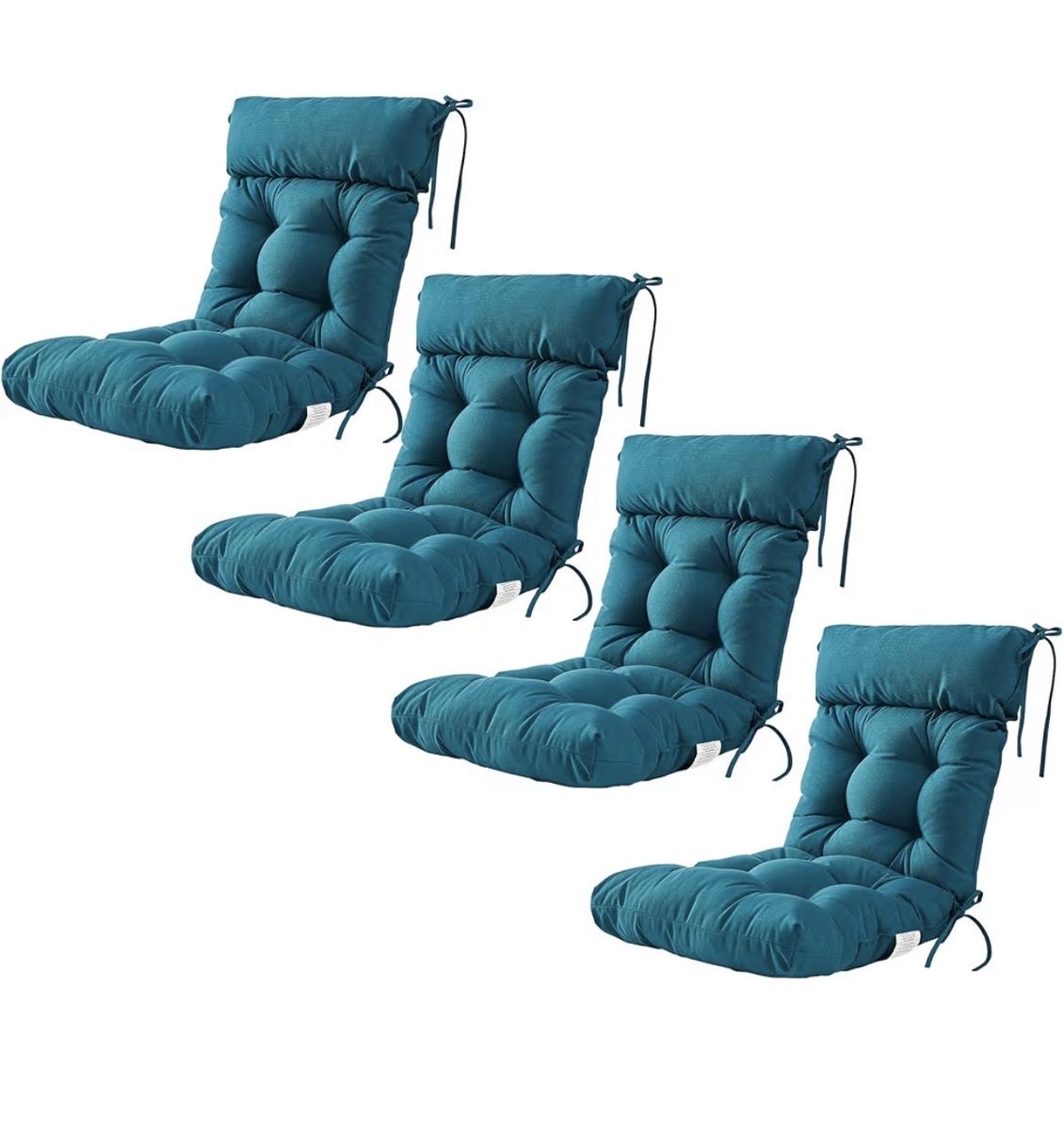 Set of 4 Outdoor Patio Chair Cushions – Peacock Blue | New