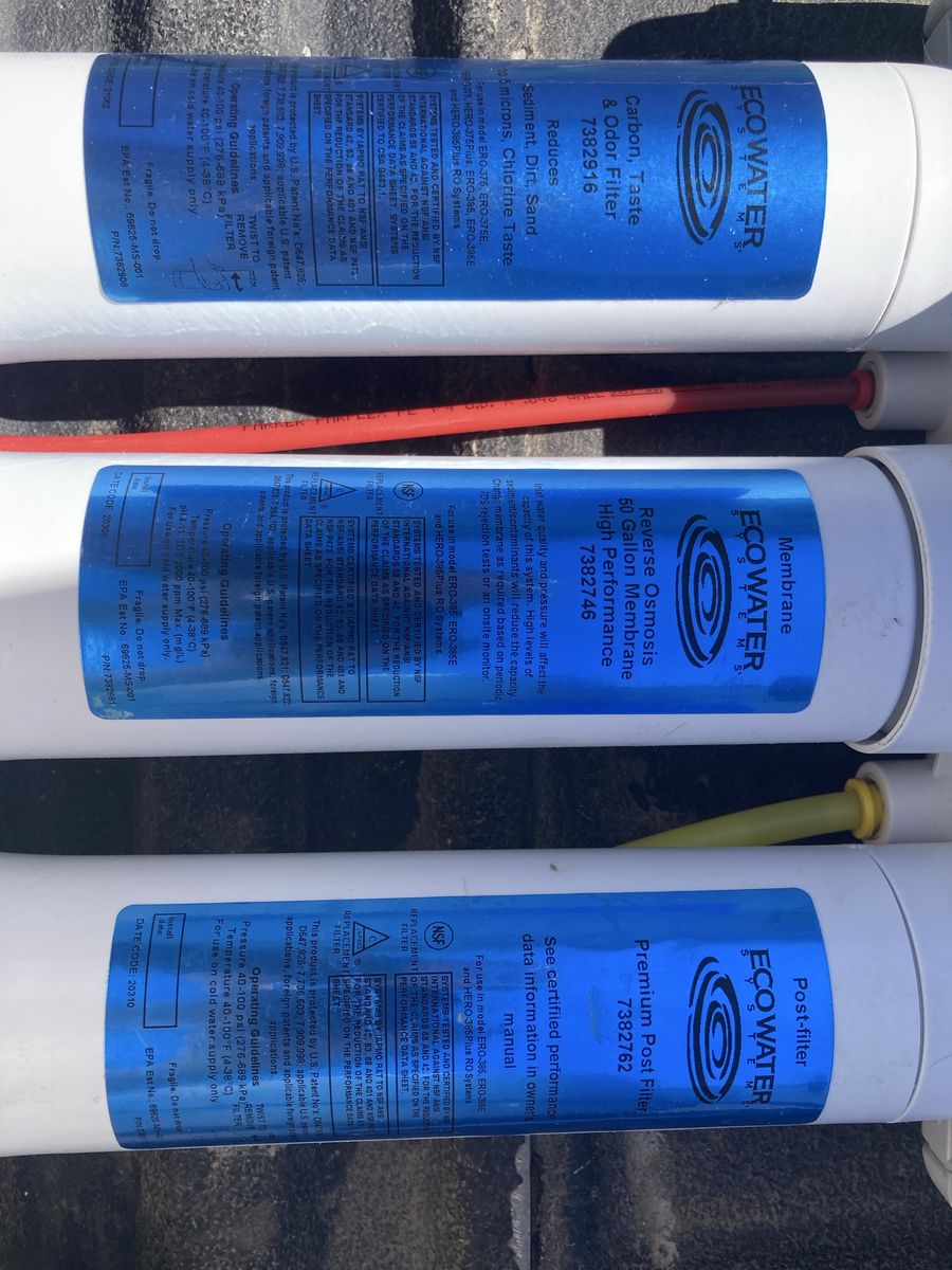 EcoWater Systems Reverse Osmosis Water Filtration System with Tank and Faucets