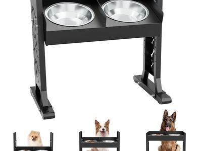 New Dog Bowls for Large and Medium Dogs,(22 inch Tall), 8 Height Adjustable Tilted Raised Dog Bowl Stand