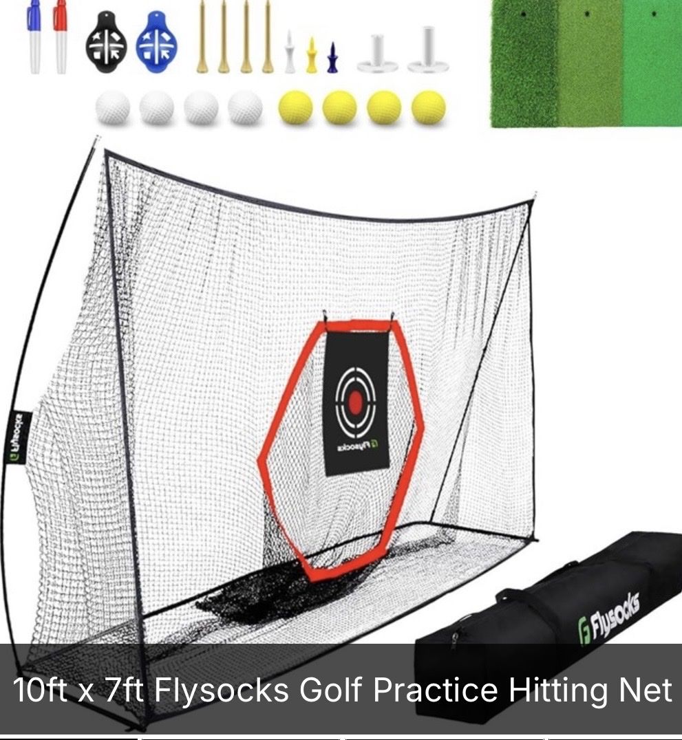 New Flysocks Golf Practice Hitting Net 10ft X 7ft