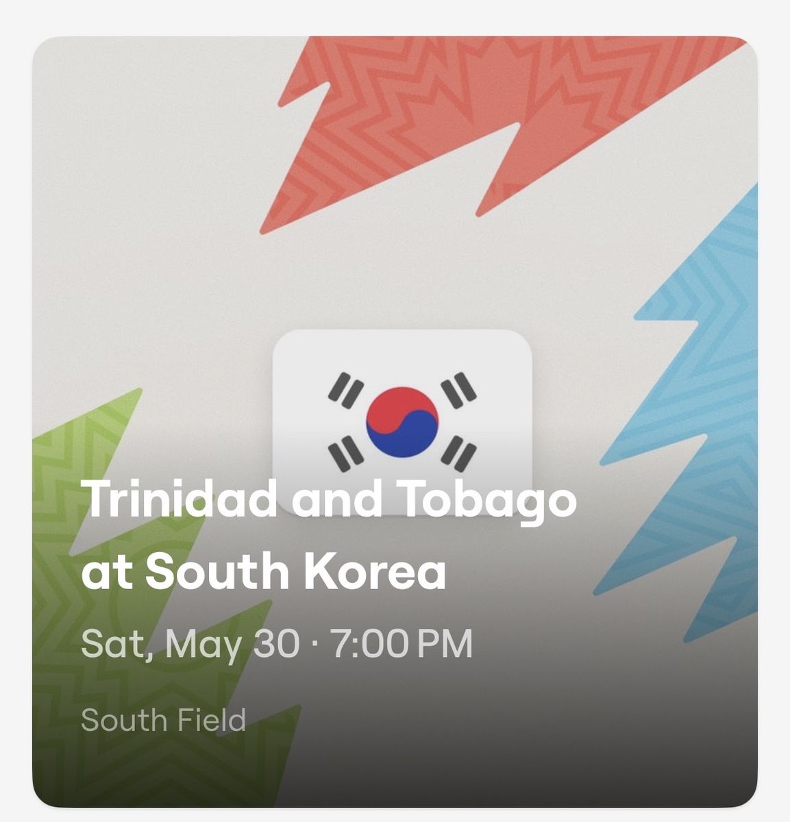 South Korea vs Trinidad and Tobago, 4 tickets