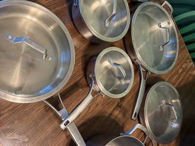 Calphalon Stainless Steel pots and pans set.