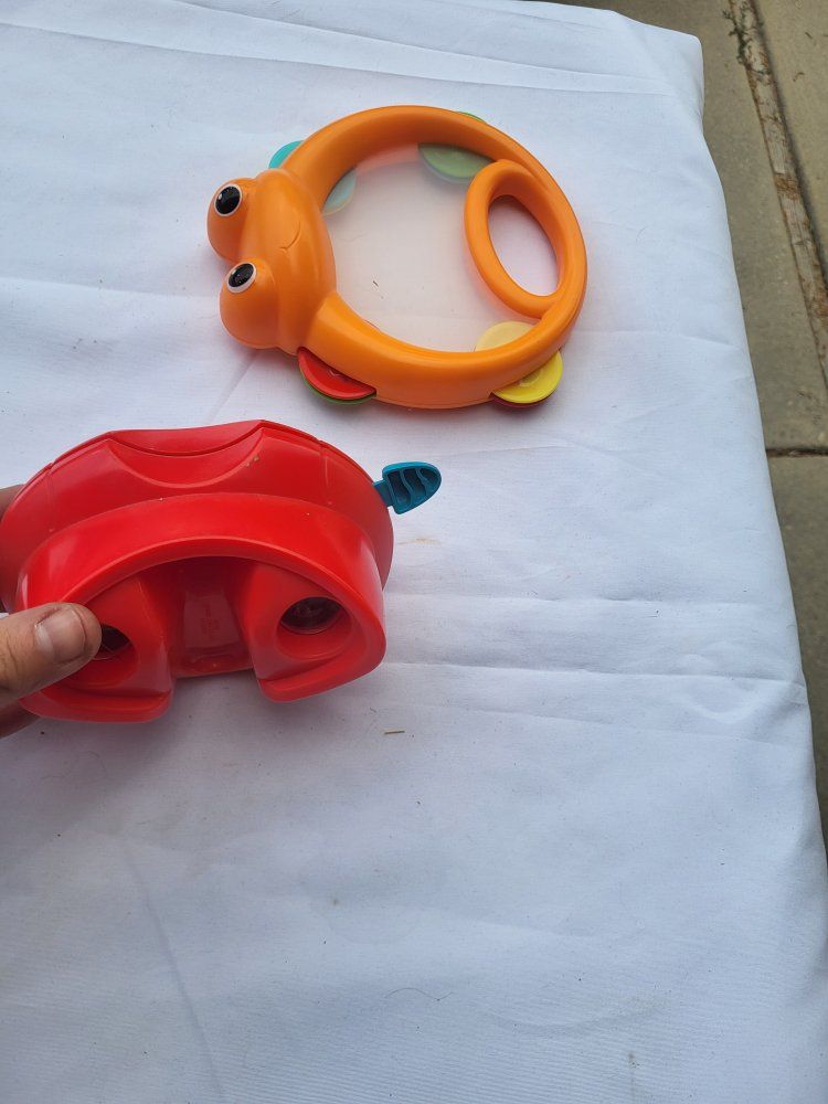 Kids Toy Bundle - Red Viewfinder & Orange Crab Tambourine