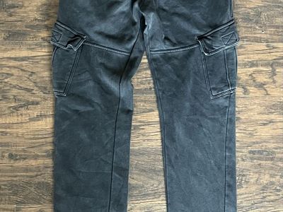 Black washed cargo sweatpants