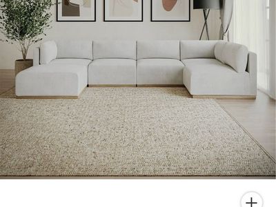 Henredon Murphy Fabric Modular Sectional with Ottoman- Cream
