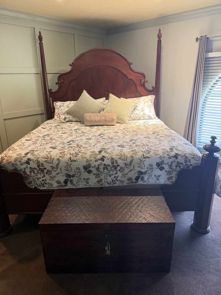 King sized bed with mattress and box springs
