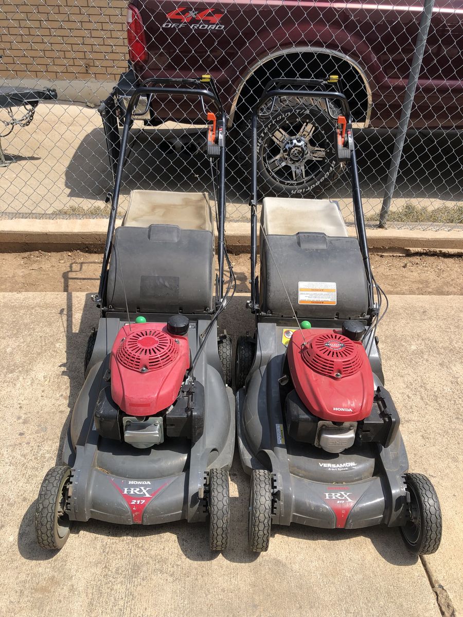 (2) Honda HRXZ217 mowers for sale, $1000