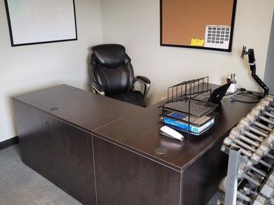 Office set. Desk, chair and file cabinet