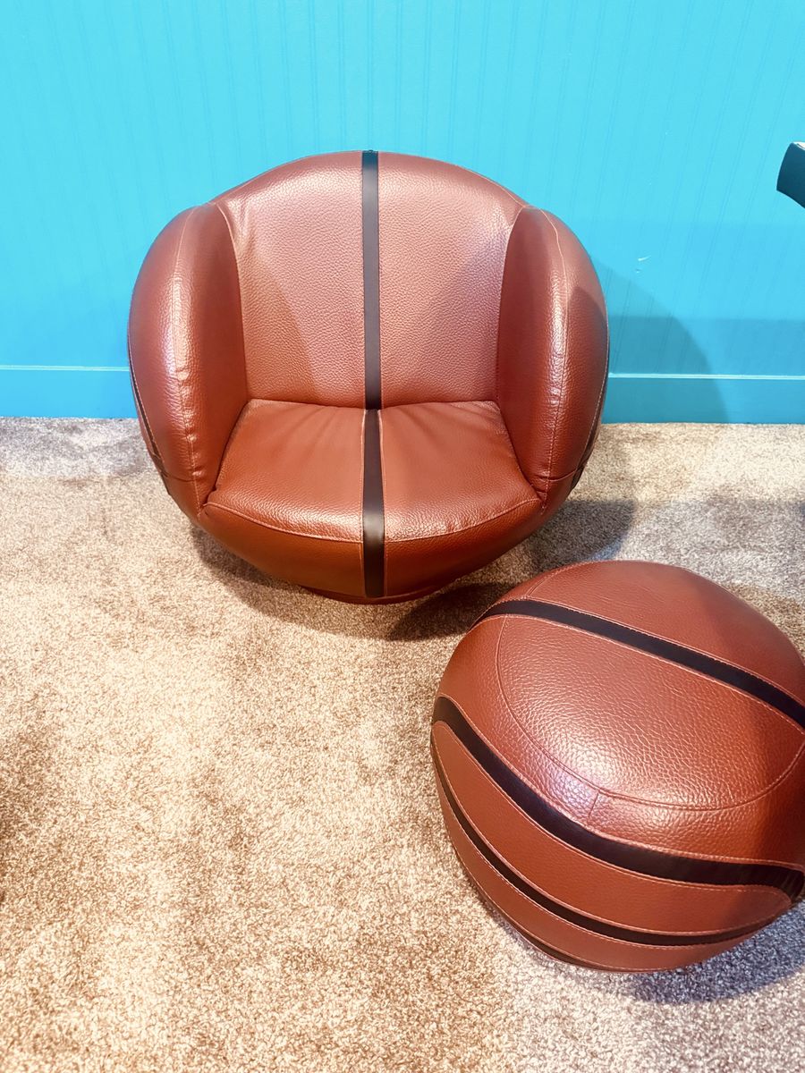 Kids Basketball Chair & Ottoman Set