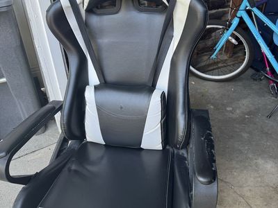 Black and White Ergonomic Gaming Chair with Headrest and Lumbar Support