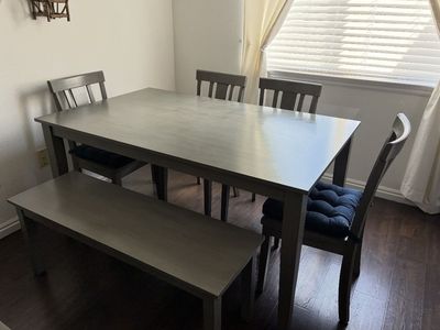 Grey Dining Room Set (With Bench)