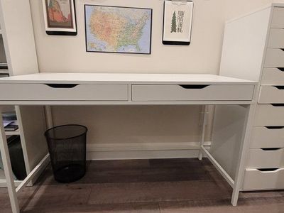 IKEA Alex Desk - White, with 2 drawers