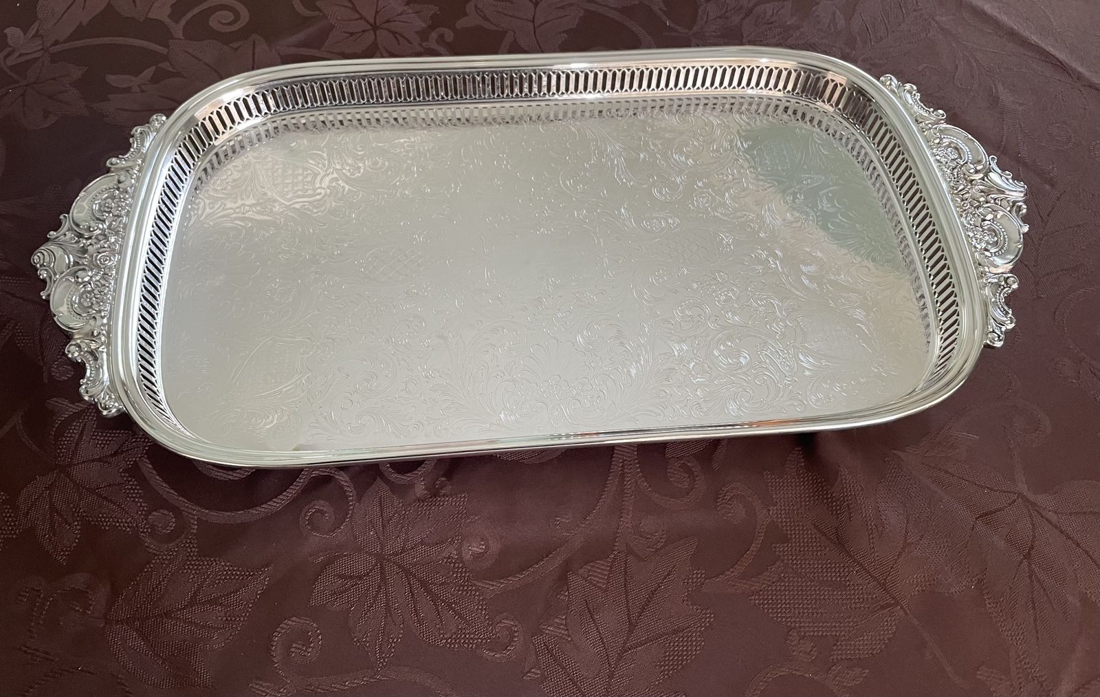 Silver Plate Large Gallery Tray
