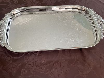 Silver Plate Large Gallery Tray
