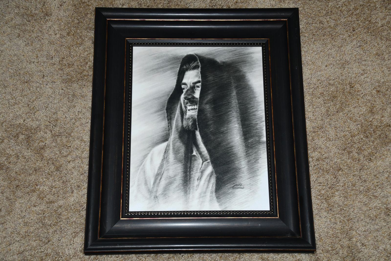 "REJOICE" JESUS PICTURE ~ DAVID BOMAN ~ 16" x 19" FRAMED ~ NICE!