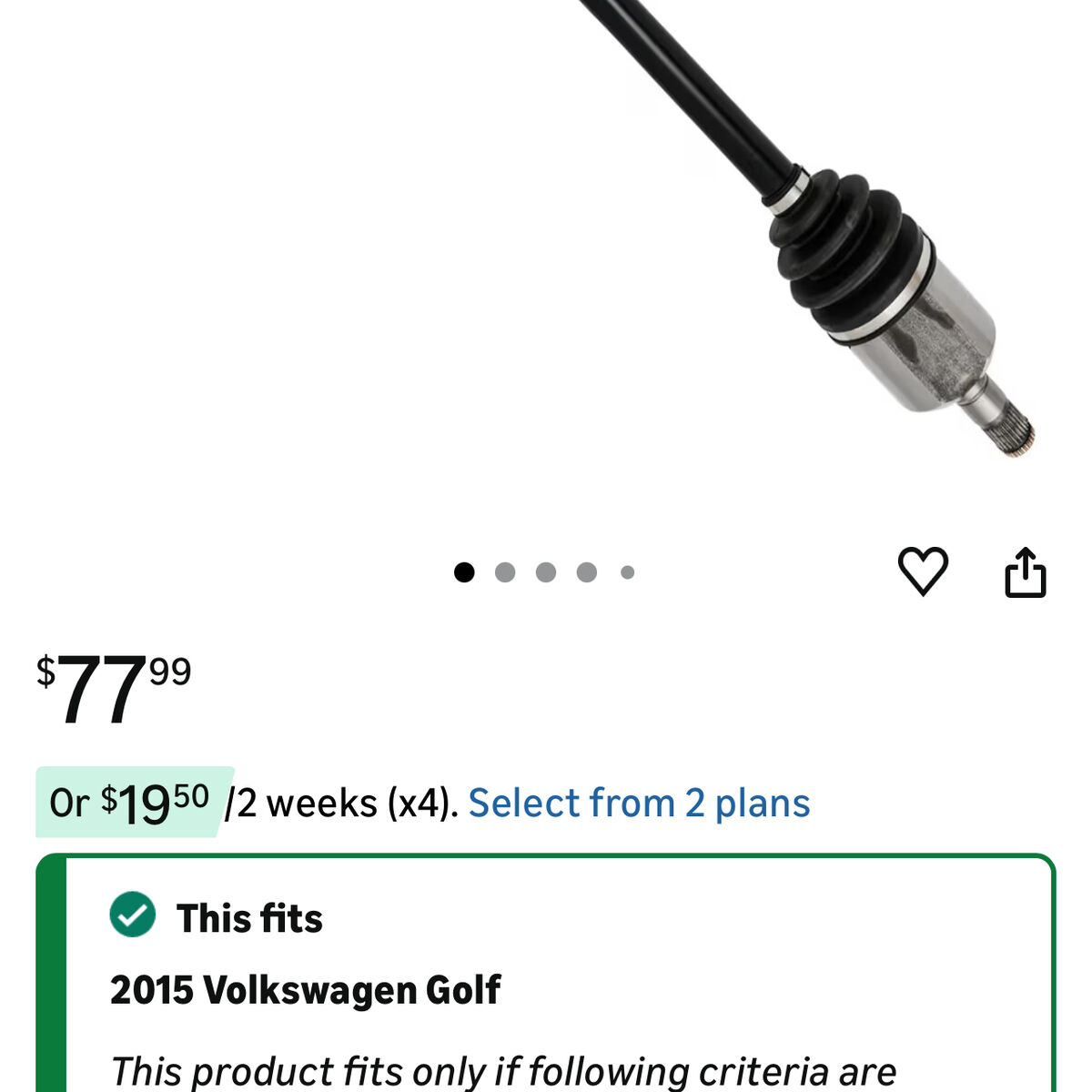Vw Golf Cv Axles 2015-2021