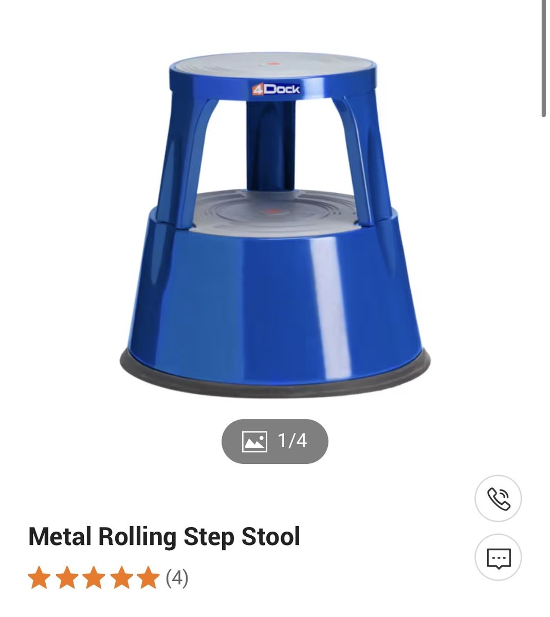 Metal Rolling Step Stool Blue