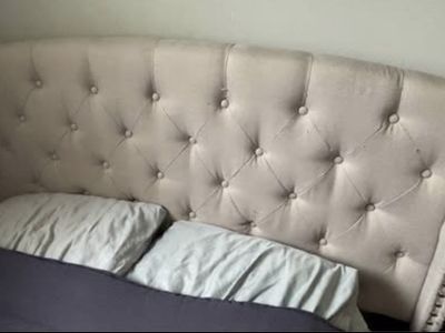 Queen Size Gray Tufted Bed Frame