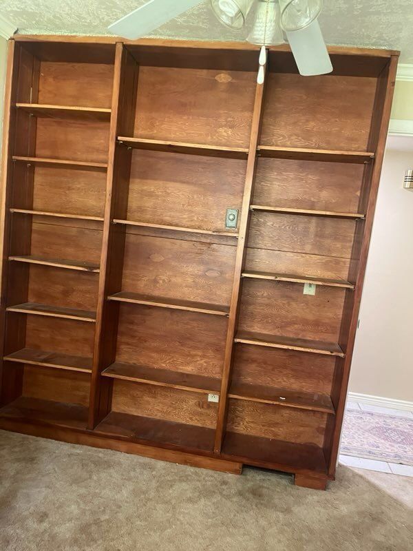 Large Wooden Bookcase - 3 Sections in one unit. Adjustable Shelves