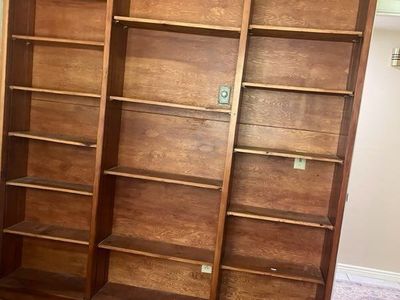 Large Wooden Bookcase - 3 Sections in one unit. Adjustable Shelves
