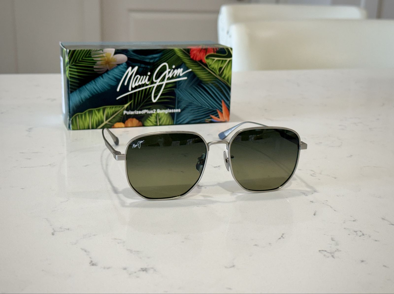 Maui Jim Lewalani PolarizedPlus2 Silver Metal Frame Sunglasses in Original Box - New