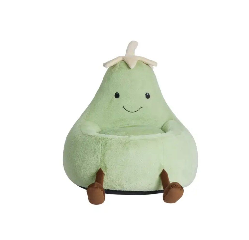 Cute Green Pear Plush Kids Chair Toddler Armchair Reading Nook Seat Nursery Decor