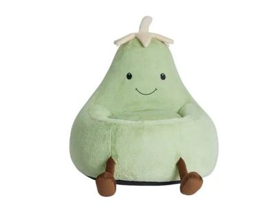 Cute Green Pear Plush Kids Chair Toddler Armchair Reading Nook Seat Nursery Decor