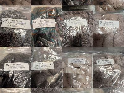 Huge Premium Alpaca Yarn Lot – 15 Custom Mill-Processed Bags (Ence Alpacas) 28 pounds / 125 Skeins